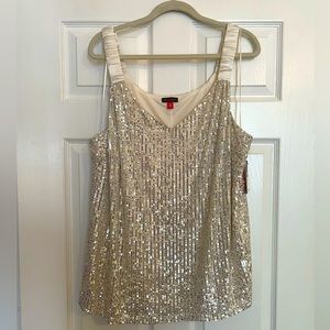 Vince Camuto NWT Silver and Cream Sequins Sleeveless Plus Size Blouse 3x